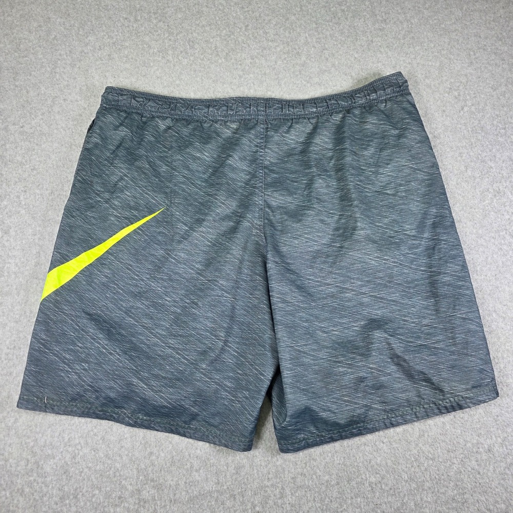 Nike Swim Trunks Men's Size XXL Gray Volt Swoosh Drawstring Active Shorts Beach - Picture 2 of 13